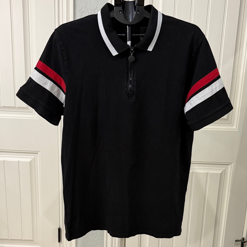Zara Black Polo with Red and White Accents